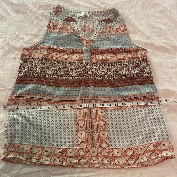 Anthropologie Lucy & Laurel Brown and Blue Sleeveless Boho Blouse Size M - Picture 4 of 5